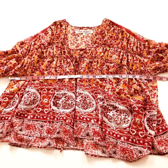 Free People Lorraine Tiered Boho Kimono Top with Lace Trim – Size Small - Picture 9 of 17